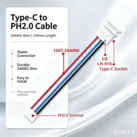 Conector de Panel USB-C Blanco LN-015, Tipo-C Hembra Reversible con Cable Preconectado PH2.0 de 4 Pines, 15CM, 24AWG
