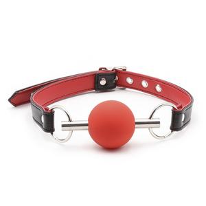 BDSM Bondage Ball Gag in Silicone, Mordicchiatore Orale con Barra Metallica per Giochi di Ruolo Sessuali per Adulti - Product Image 3