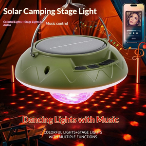 Solar USB Rechargeable <b>Camping</b> <b>Lantern</b> 9 Modes <b>LED</b> Tent Light with Music, Waterproof Portable Hanging Emergency Light - Product Image 5