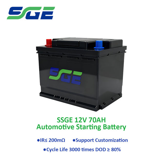 SSGE High Capacity 12V70AH Sodium Ion Car Battery Automotive Starter Long Lifespan Wide Temp Range IP65 Protection OEM