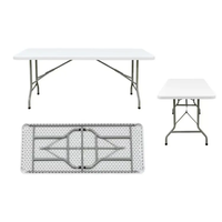 Mobilier d'extérieur HDPE à jambe en métal de haute qualité table pliante de pique-nique de banquet pliable en plastique rectangulaire de 6 pieds