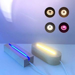 Factory Direct <b>Led</b> Wood Display Stand for 3D Crystal Glass Resin Art <b>Light</b> Wooden Lamp Base for <b>LED</b> Round Display Pedestal - Product Image 1