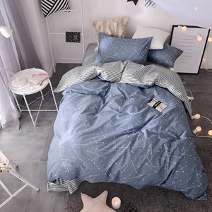 3 mảnh Duvet cover thiết lập 100% bông chòm sao mô hình Duvet cover với 2 vỏ gối, Reversible sọc in <span class=keywords><strong>bedding</strong></span> Set - Product Image 1