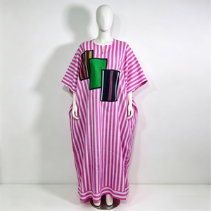 Robe rayée ample à col en V style africain Yuhong, nouvelle collection été 2026, <span class=keywords><strong>grande</strong></span> <span class=keywords><strong>taille</strong></span>, <span class=keywords><strong>vêtements</strong></span> pour femmes euro-américaines - Product Image 2