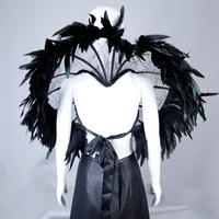 Grandes ailes d'ange noires en plumes, décoration gothique pour le dos, pour carnaval, défilé de samba, Halloween, cosplay, performance scénique, accessoire de photographie
