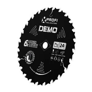 7 1/4 inch 24 teeth Carbide DEMO and Framing Circular Saw Blade for Cutting Wood with Nails with Fast and Clean Cutting Effect