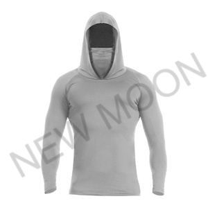 เสื้อฮู้ดตกปลาแบบมีฮู้ด ป้องกันรังสียูวี สีพื้น โพลีเอสเตอร์ สกรีนโลโก้ได้ตามต้องการ SPF 50 UPF 50 - Product Image 4