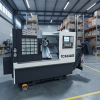 Tournage CNC TCK6340S Mini – Tour à banc incliné 2+2 axes avec services de fraisage et usinage, outil électrique, axe Y, mandrin à pinces, tour à frein