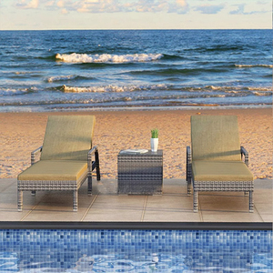 Chaise longue d'extérieur moderne pliable en rotin avec coussins pour salon, hôtels, piscines, balcon, détente et <span class=keywords><strong>bain</strong></span> <span class=keywords><strong>de</strong></span> <span class=keywords><strong>soleil</strong></span> - Product Image 3