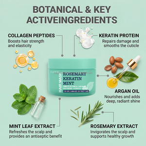 Private Label Organics Cream Romarin Menthe Soin fortifiant en profondeur pour <span class=keywords><strong>cheveux</strong></span> abîmés traités à la kératine - Product Image 4