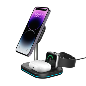 2024 <span class=keywords><strong>precio</strong></span> al por mayor 3 en 1 cargador inalámbrico plegable 15W soporte <span class=keywords><strong>de</strong></span> cargador magnético <span class=keywords><strong>de</strong></span> carga rápida para Android para <span class=keywords><strong>Apple</strong></span> iPhone - Product Image 1