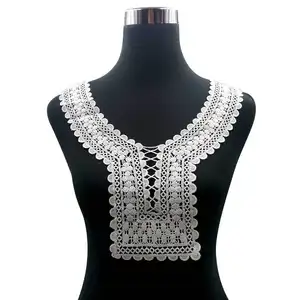 Embroidery Collar Sequin Floral Embroidered Applique Lace Neckline Collar For Garment Accessories Scrapbooking L36