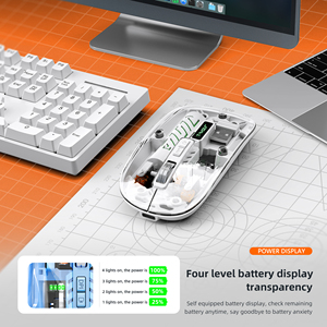 OEM chuột nhà máy trong suốt chuột không dây chế độ kép 2.4G + BT nhẹ di động chuột với chỉ số pin sạc chuột - Product Image 5