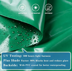 <span class=keywords><strong>Bâche</strong></span> en PVC <span class=keywords><strong>vert</strong></span> robuste et imperméable, couverture de protection durable contre les intempéries pour <span class=keywords><strong>remorque</strong></span> à plateau, jardin et événements - Product Image 4
