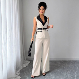 Nuovo Elegante Completo da Donna 2026: Top Senza Maniche e Pantaloni a Gamba Dritta, Outfit Formale da Ufficio - Product Image 3