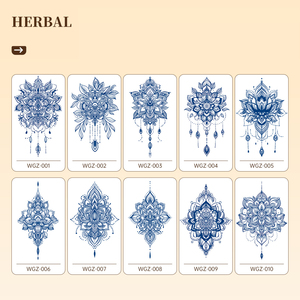 Pegatinas <span class=keywords><strong>de</strong></span> tatuaje temporal a base <span class=keywords><strong>de</strong></span> hierbas con flores mariposas vegetarianas personalizadas, impermeables, duraderas, semipermanentes, para hombres y mujeres, papel hecho - Product Image 6