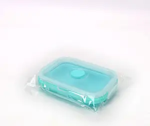 Vaisselle en silicone sans Bpa Boîte à lunch Bento pliable pour enfants, ensemble de récipients de stockage des aliments avec couvercle
