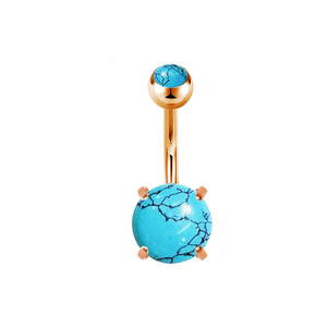 Anillos para Ombligo Surtidos de Acero Inoxidable 14G, Joyería para Piercing de Ombligo con Diseños de Corazón de Cristal, Estrella, Piedra y Bola de Mármol - Product Image 1