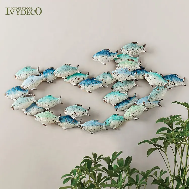 IVYDECO Kim Loại Tường Trang Trí Kim Loại Thuyền Kệ Chất Lượng Cao Sao Biển Trang Trí Tường Nghệ Thuật Trang Trí Nội Thất Seashell Nghệ Thuật Và Thủ Công