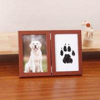 Cadre photo commémoratif pour animaux de compagnie en verre et bois avec empreinte de patte DIY, urne pour cendres de chien ou de chat