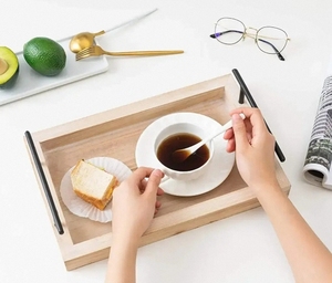 Bộ 2 mộc mạc gỗ ăn sáng khay với xử lý thủ công phục vụ Khay cho bữa tiệc tối Cà Phê Trà cho bàn & phòng khách - Product Image 3