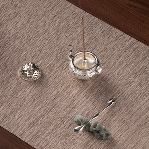 Quemador de incienso en miniatura, conjunto de tres piezas dorado en plata, hecho a mano para ceremonia del té, uso doméstico, adorno Zen para interiores - Product Image 4