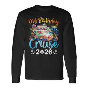 T-shirt à manches longues « My Birthday Cruise 2026 » pour les vacances en famille, chemise d'anniversaire - Product Image 1
