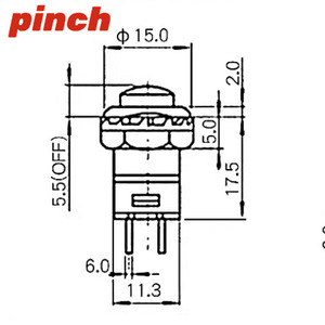 Pinch <b>Push</b> <b>Button</b> <b>Switch</b> 12mm Round Head Solder Terminal Mechanical Industrial Control - Product Image 2