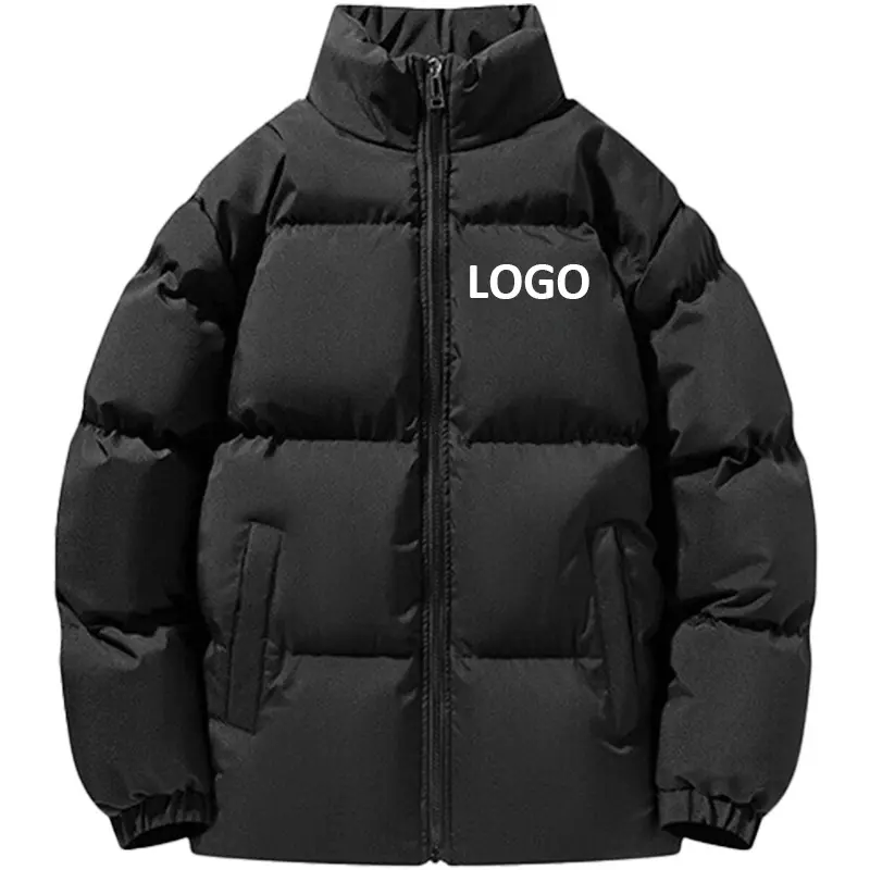 custom logo OEM winter stand collar splicing wadded jacket men's blazer loose windproof male cotton coat