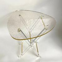 Table basse pliante en acrylique transparent avec feuille d'or, design et luxe, prix d'usine, design moderne