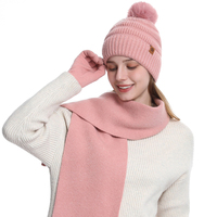 Ensemble trois pièces en laine mélangée pour l'hiver, style classique, logo personnalisé, cadeau de vacances d'hiver, vêtements de rue décontractés, gants, écharpe, bonnet