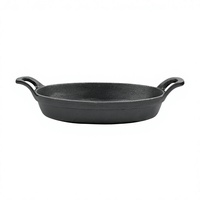 Poêle en fonte, petite poêle à frire, mini-friteuse à œufs, plaque ovale à double poignée pour poisson, cocotte, compatible four, gaz/induction
