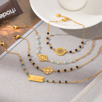 Bracelet jonc pour femme en acier inoxydable électroplaqué, style européen et américain, d'inspiration française, vintage, en pierre naturelle, tendance