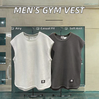 Débardeur T-shirt Tendance en Polyester pour Homme – Nouveau Style Américain, Vêtement de Sport et Fitness Respirant, Tenue Décontractée pour l'Entraînement, Motif Uni