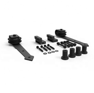 Kit de rails de <span class=keywords><strong>porte</strong></span> à double action avec roulettes, en acier au carbone noir, pour <span class=keywords><strong>porte</strong></span> de grange <span class=keywords><strong>coulissante</strong></span> à suspension - Product Image 1