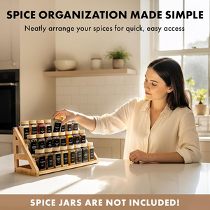 Bamboo Spice <b>Rack</b> Organizer 3 Tier Holds 24 Jars Standing <b>Kitchen</b> Cabinet <b>Storage</b> - Product Image 4
