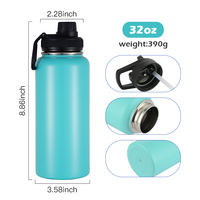Bouteille d'eau vintage en acier inoxydable de qualité alimentaire, écologique, avec corde, pour le camping, le sport en plein air, pochette, 32 oz, capacité de 3 à 4 pièces
