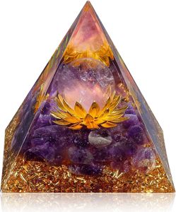 Pirámide <span class=keywords><strong>de</strong></span> Cristal para Energía Positiva, Flor <span class=keywords><strong>de</strong></span> la Vida, Orgonita, Amatista, Cristales Curativos, Pirámide para Sanación <span class=keywords><strong>de</strong></span> Chakras - Product Image 1
