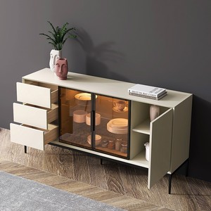 Aparador y gabinete de vino minimalista italiano, consola de almacenamiento y té de madera maciza lacada, gabinete de entrada multifuncional - Product Image 2