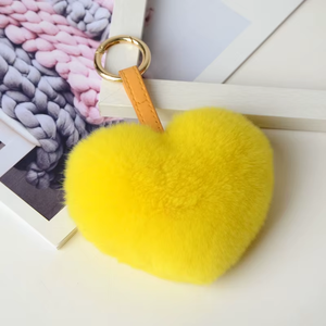 พวงกุญแจขนพู่ขนปุยสีรุ้งปรับแต่งได้ขายส่งรูปหัวใจส่วนบุคคล - Product Image 1