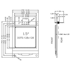 Nhà máy bán 1.50 "128128 128x128 OLED hiển thị Module bule màu trắng màn hình Bảng điều chỉnh sh1107g 4pin I2C giao diện 16 màu xám quy mô - Product Image 6