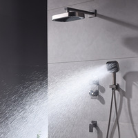 Ensemble de douche thermostatique en laiton dissimulé avec cartouche céramique, finition brossée, pour usage domestique et hôtelier, installation murale