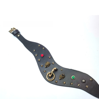 Collier pour chien en cuir véritable de luxe, élégant, classique, doux, style punk, avec rivets, design tête de tigre, réglable, pour chiens de petite, moyenne et grande taille