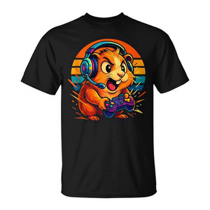Camiseta para jugadores de Guinea Pig con auriculares y controlador, diseño retro, unisex, talla para adultos - Product Image 2