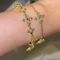 Pulsera de circonita colorida chapada en oro de 18 quilates, resistente al agua y sin deslustre, de acero inoxidable, marca Fanhua.