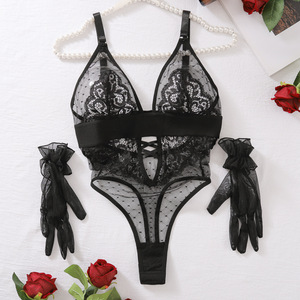 Sexy Body <span class=keywords><strong>nero</strong></span> da donna Skinny Wave Dot in pizzo con giunzione in pizzo ricamo <span class=keywords><strong>Lingerie</strong></span> un pezzo Body Shaper <span class=keywords><strong>Top</strong></span> pagliaccetto <span class=keywords><strong>Lingerie</strong></span> - Product Image 6