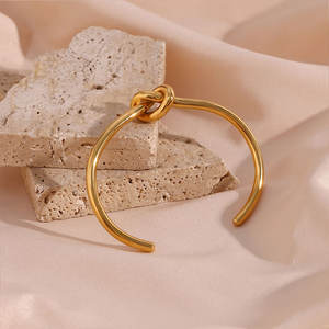 Bracelet et jonc en acier inoxydable anti-ternissement, résistant à l'eau, plaqué or 14K 18K, pour femmes - Product Image 1