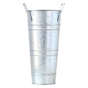 Seau de rangement multifonctionnel en fer galvanisé thermolaqué, style ferme vintage, pour fleuriste, avec poignée, pour pot de fleurs, vase ou baril - Product Image 4