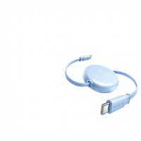 Kabel Data Retractable Tipe-C Ganda USB 2.0 480Mbps 100W Power Delivery untuk iPhone 15 Pro Max/ Model Ponsel