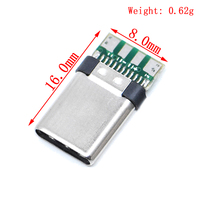 Conector USB 3.1 Tipo-C de 24 Pines, Adaptador de Enchufe Macho/Hembra, Cable de Soldadura, Placa PCB, Compatible con Kits de Módulos Electrónicos